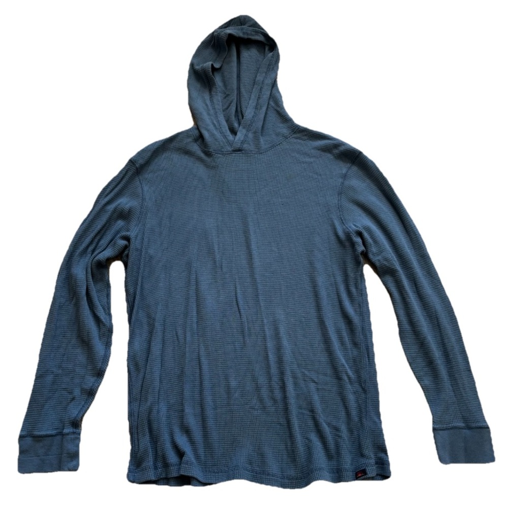 FAHERTY Blue Hooded Waffle Knit Long Sleeve Shirt Effortless Casual XXL